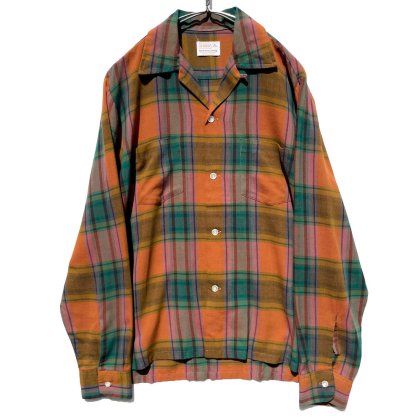 古着 通販　【BRENT】ヴィンテージ オンブレチェック オープンカラー レーヨンシャツ【1960's-】Vintage Rayon Shirt