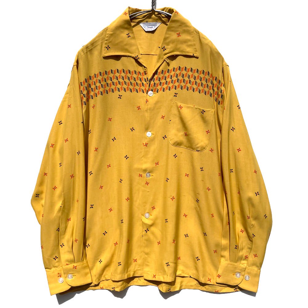 【NOEBROOKE】ヴィンテージ ロカビリー アトミックパターン イタリアンカラー レーヨンシャツ【1950's-】Vintage Rayon  Shirt