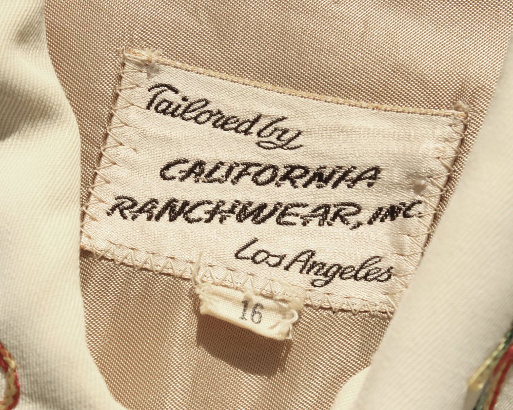 ヴィンテージ レーヨン ギャバジン ウェスタンシャツ【CALIFORNIA RUNCHWEAR INC H BAR C】【1940's~】Cream  16 -L