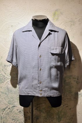  Ρus 1950s hounds tooth rayon s/s shirt