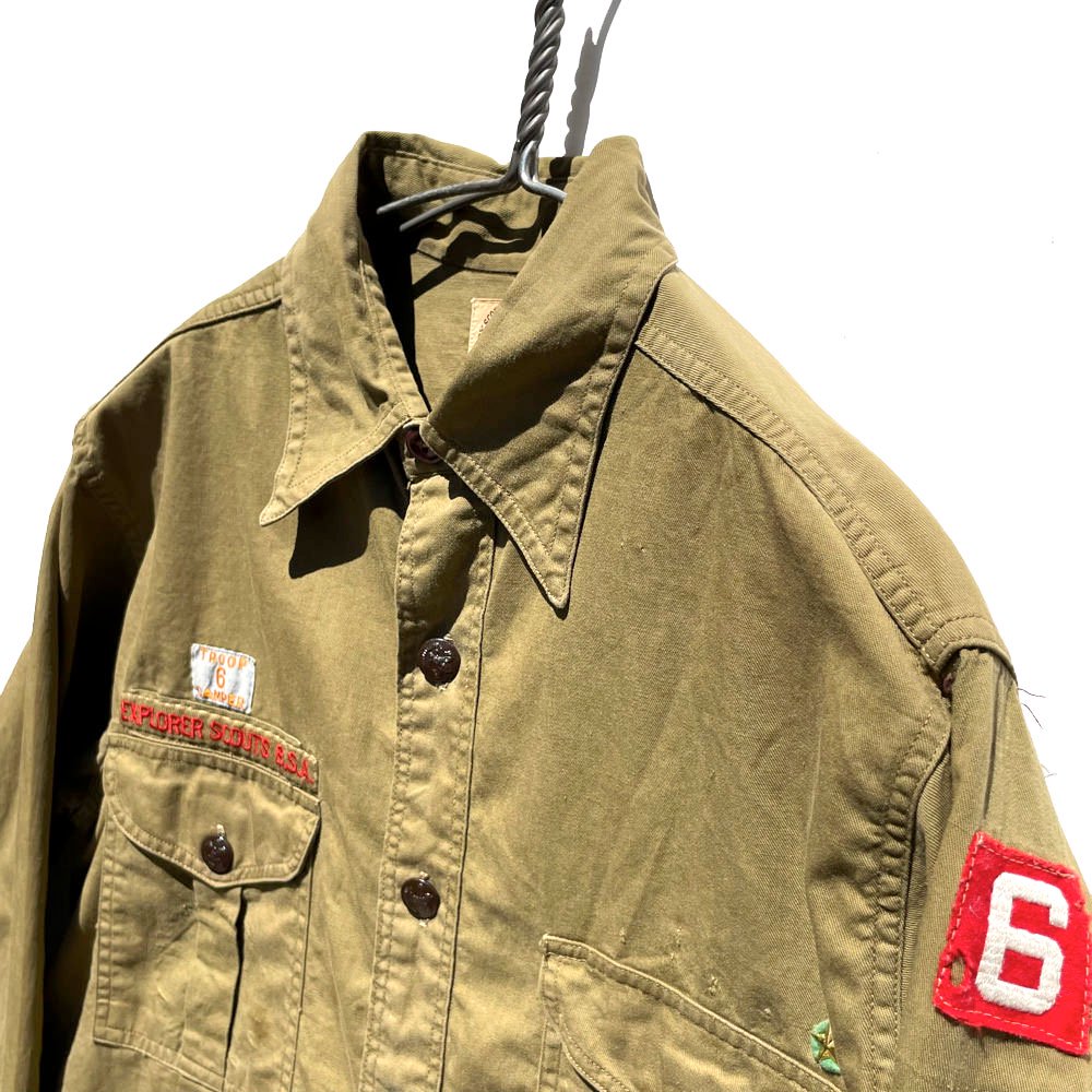 【BSA】ヴィンテージ ボーイスカウトシャツ マチ付き チェンジボタン【1940's-】Vintage Boy Scout Shirt