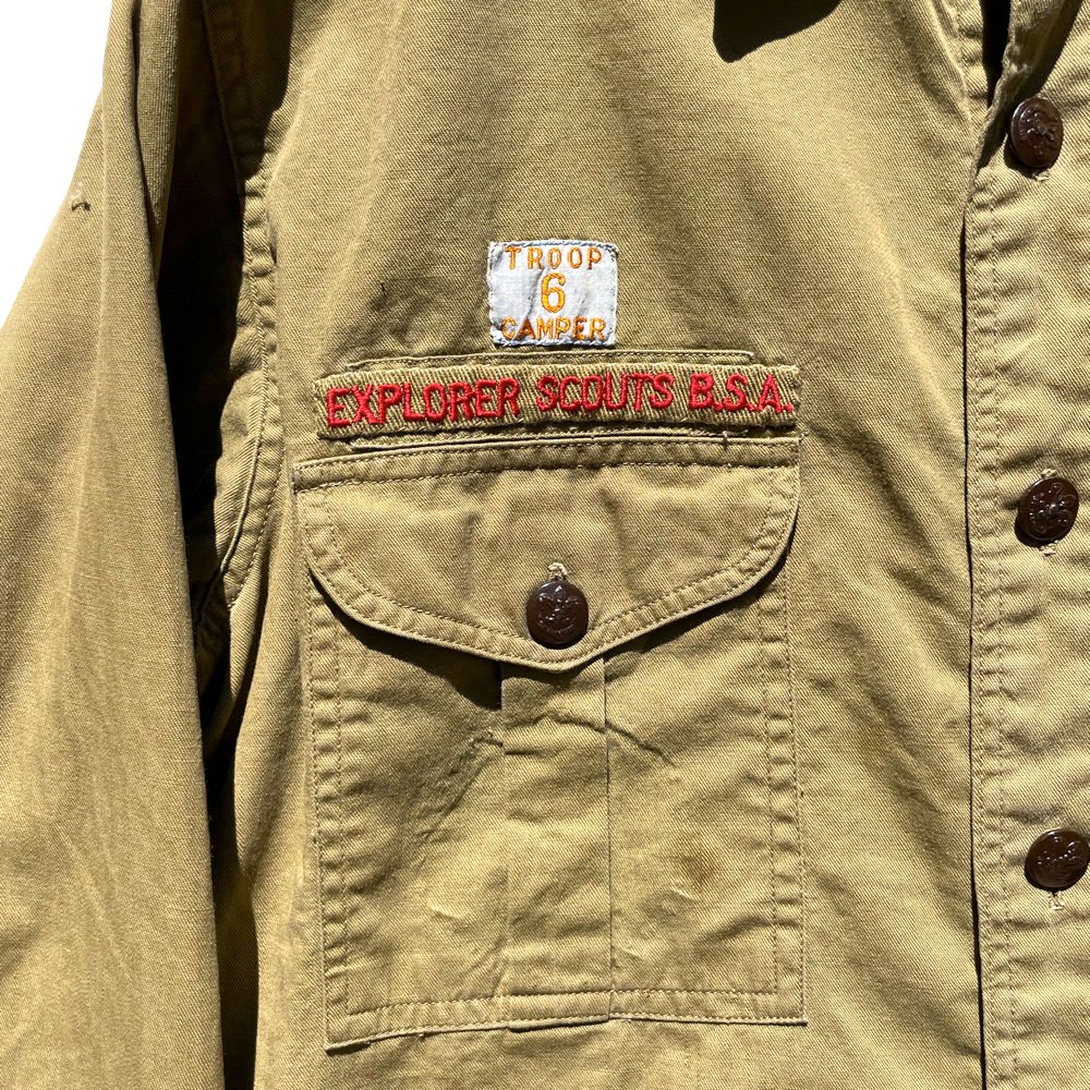 【BSA】ヴィンテージ ボーイスカウトシャツ マチ付き チェンジボタン【1940's-】Vintage Boy Scout Shirt