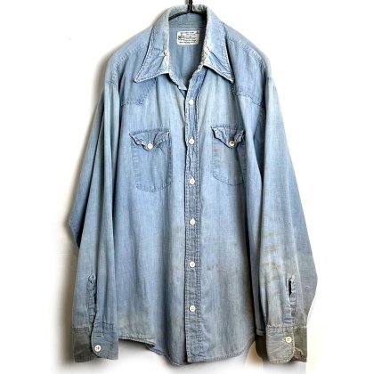  ΡK martۥơ ϥ åȥ ֥졼ġ1970's-Vintage Hi Aging Cotton Chambray Shirt