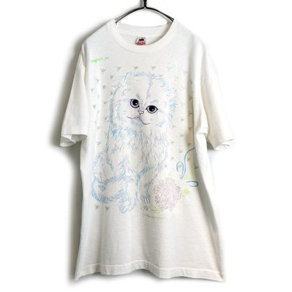  Ρơ åȥץ Tġ1989'sVintage Cat Print Tee