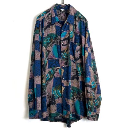  ΡSTEFANO ơ ֥ȥ饯ȥѥ ȥץȥġ1980's-Vintage Abstract Art Rayon Shirt