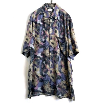  ΡCEZAR ơ ֥ȥ饯ȥѥ ȥץ 륯ġ1990's-Vintage Abstract Art S/S Silk Shirt