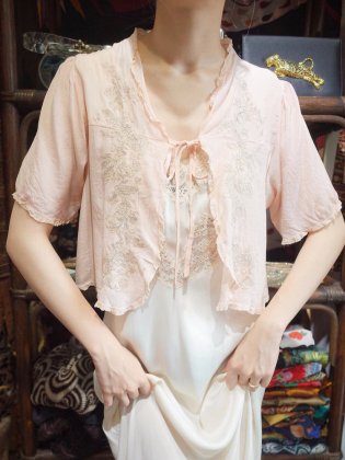  Ρc.1920~30s Antique Silk Lingerie Embroidery Blouse