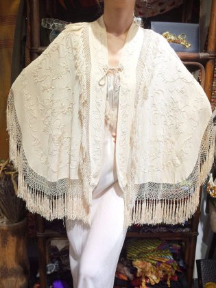  Ρc.1920s Antique Embroidery Fringe Cape