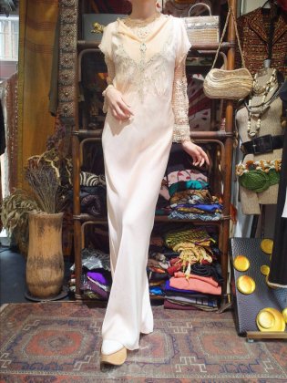  Ρc.1920~30s Antique Silk Lingerie Dress