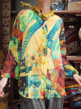  ΡPeople  Butterfly  Sunflower Art Silk Shirt