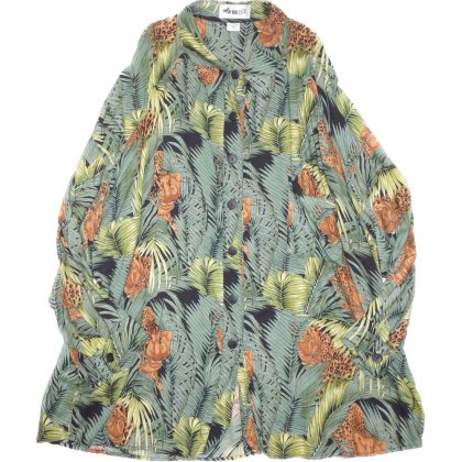  ΡJungle Panther Super Big Silhouette Rayon Shirt