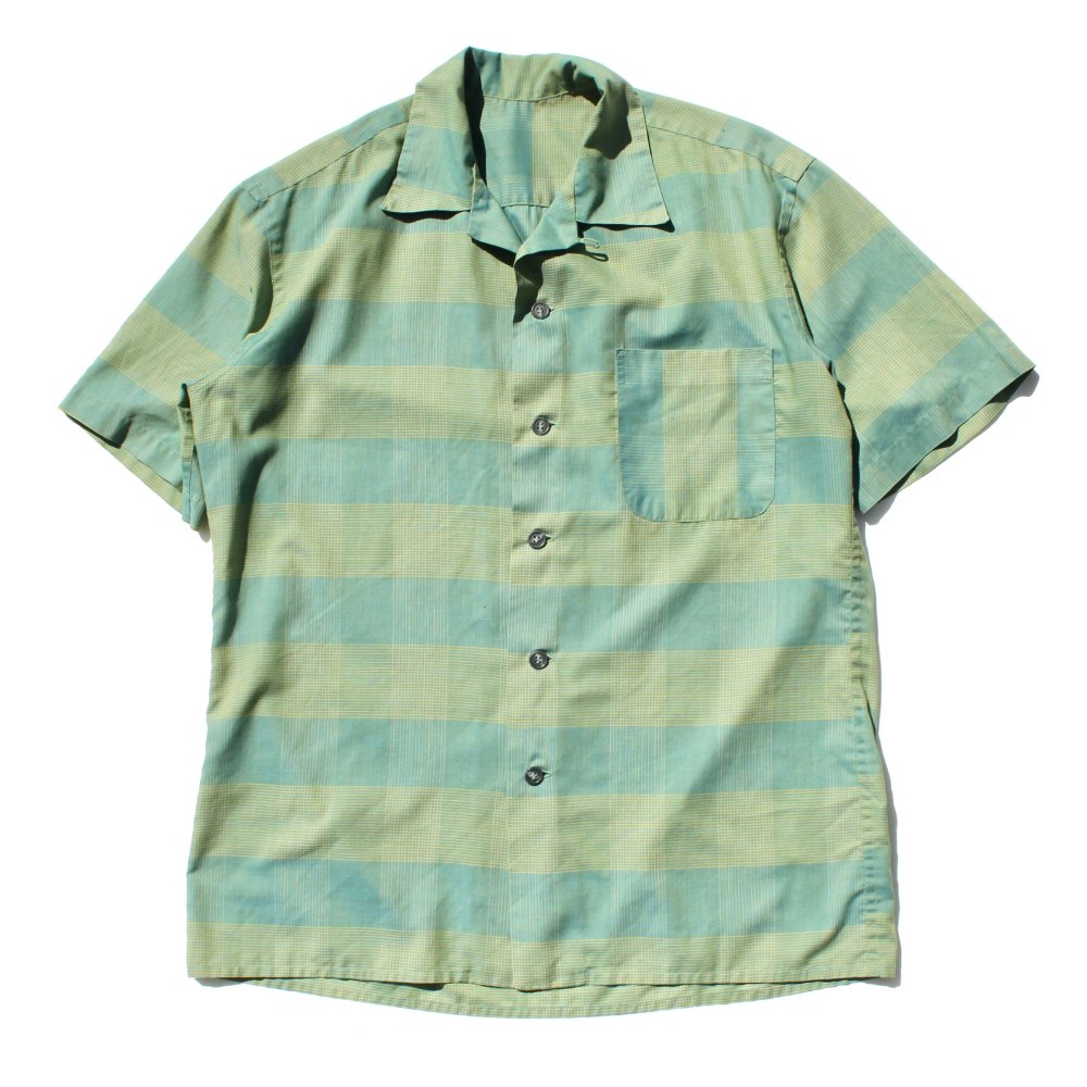 ヴィンテージ S/S ループカラー シャツ【Unknown Brand】【Late 1960's-】CT/PL Green Plaid