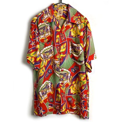  ΡAshfieldۥơ 졼 ϥ磻󥷥ġ1950's-Vintage Rayon Hawaiian Shirt