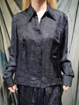  ΡChina Fabric Black Silk Shirt