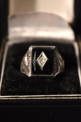  ΡVintage silver  onyx ring ơ С ˥  