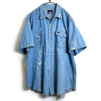  ΡWranglerۥơ S/S ǥ˥ 󥷥ġ1980's-Vintage S/S Denim Western Shirt