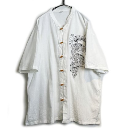  Ρơ ɥ饴ɽ 㥤ʥġ1990's-Vintage Dragon Embroidered S/S Chinese Shirt