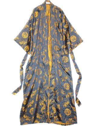  ΡBlack  Gold Dragon China Gown