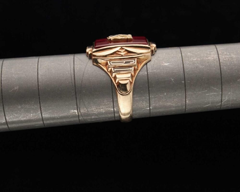 ヴィンテージ カレッジリング【JOSTEN 10kt Gold Ruby Glass】【1953's