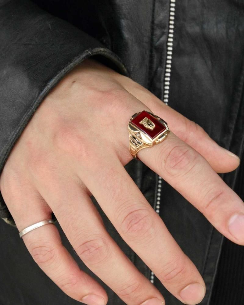 ヴィンテージ カレッジリング【JOSTEN 10kt Gold Ruby Glass】【1953's