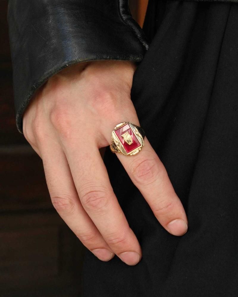ヴィンテージ カレッジリング【JOSTEN 10kt Gold Ruby Glass】【1953's