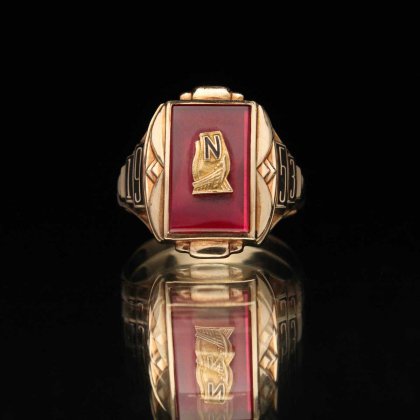 古着 通販　ヴィンテージ カレッジリング【JOSTEN 10kt Gold Ruby Glass】【1953's-】Rectangle Big Top