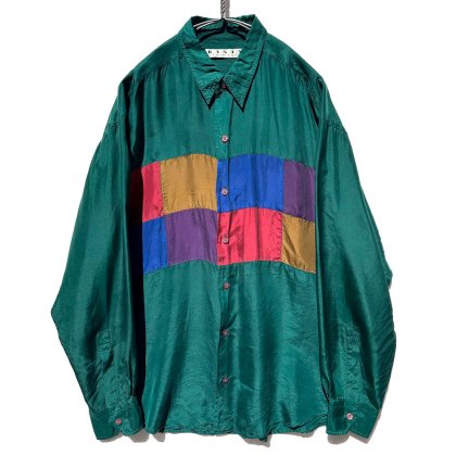 古着 通販　【BASIX】ヴィンテージ スイッチング シルクシャツ【1990's-】Vintage Silk Shirt