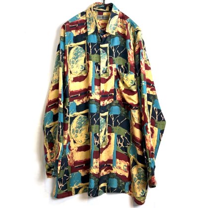 古着 通販　【ROBERT STOCK】 ヴィンテージ シルクシャツ【1990's-】Vintage Art Pattern Silk Shirt
