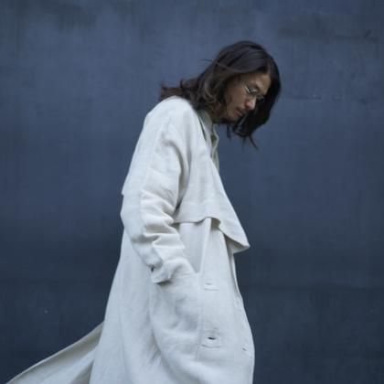  ΡMaxi Length Linen Coat  Vintage Overall