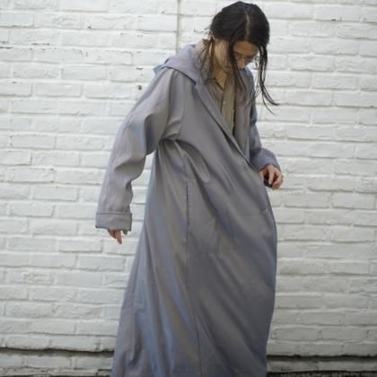  ΡNylon Hoodie Maxi Length Coat