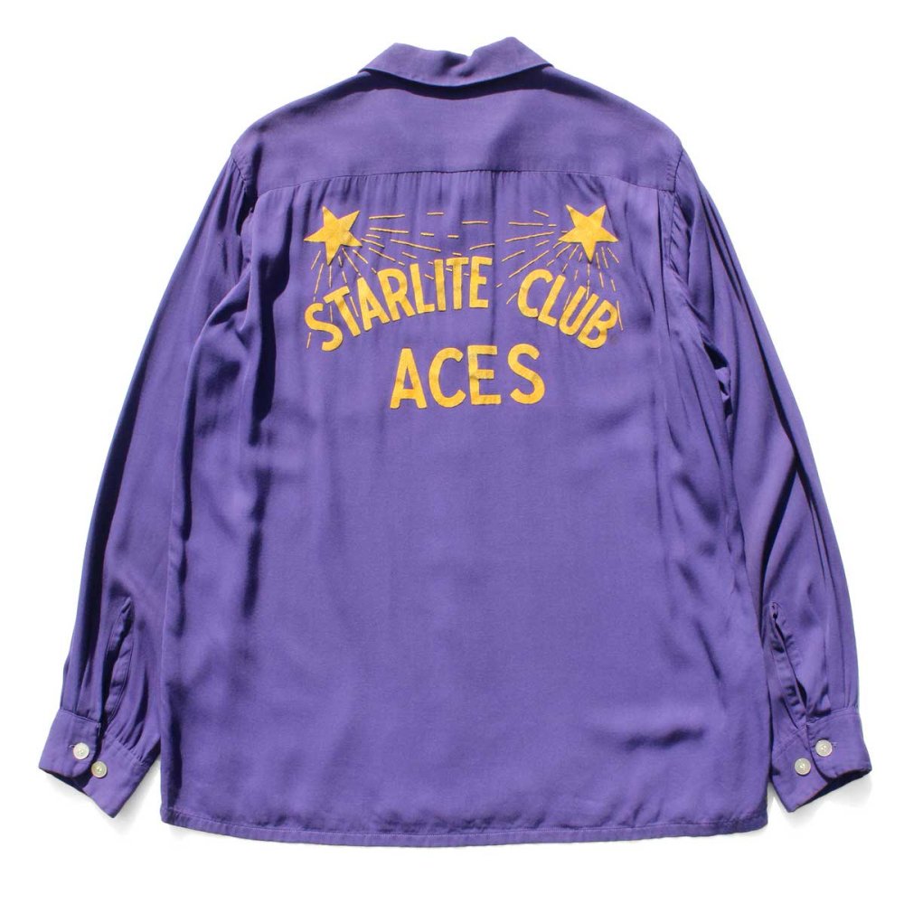 ヴィンテージ L/S ループカラー レーヨン ギャバジン ボーリング シャツ【Crown Prince】【1950's-】Purple XL