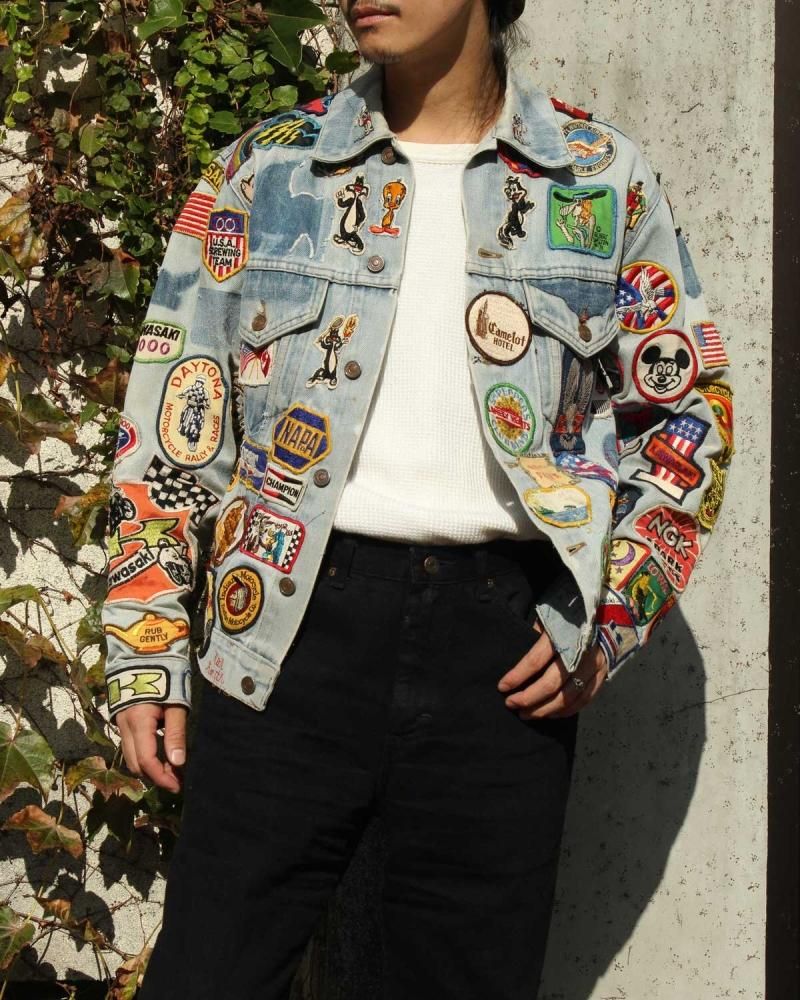 ヴィンテージ ツーリスト ワッペン デニム ジャケット【Late 1970's~1980's】Travel Custom Bikers Jacket