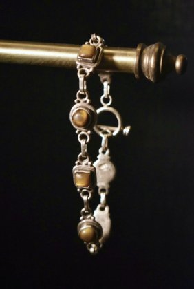 古着 通販　Vintage silver × tiger eye bracelet ヴィンテージ シルバー タイガーアイ ブレスレット 