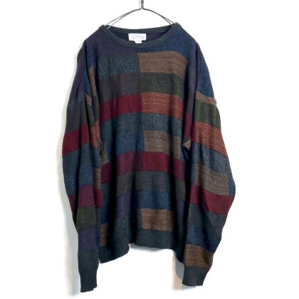  ΡRUFFINIۥơ ѥͥ 롼ͥå˥åȡ1980's-Vintage Panel Knitting Crewneck Sweater