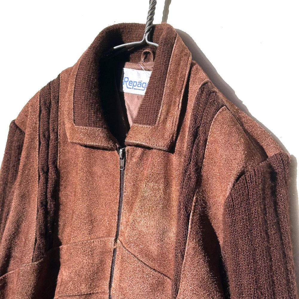 【Repage】ヴィンテージ スエード×ニット ジップアップ ジャケット【1970's-】Vintage Suede Knit