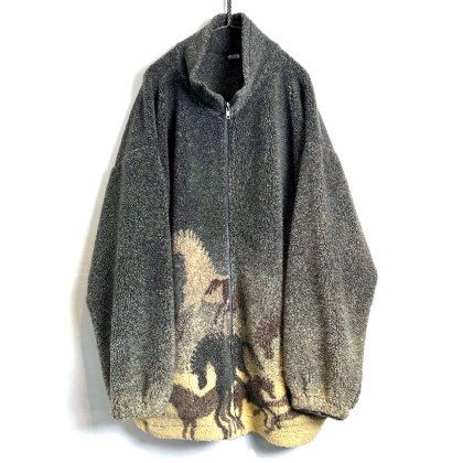  Ρơ ե꡼㥱åȡ1990's-Vintage Horse Silhouette Pattern Fleece Jacket