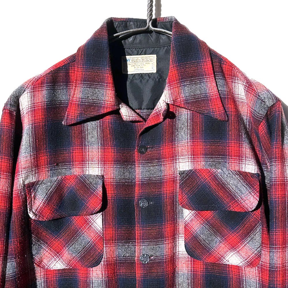 【MW JCPenney】ヴィンテージ オープンカラー ウールシャツ【1970's-】Vintage Wool Shirt