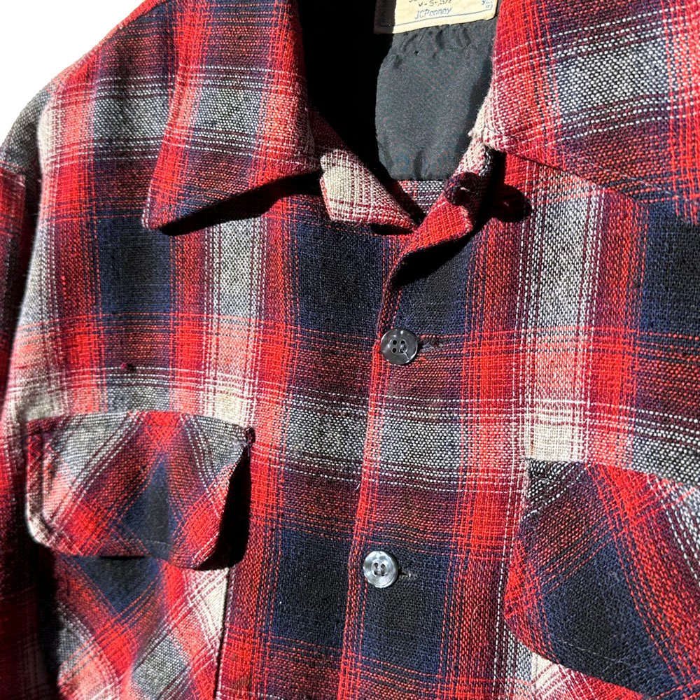 【MW JCPenney】ヴィンテージ オープンカラー ウールシャツ【1970's-】Vintage Wool Shirt