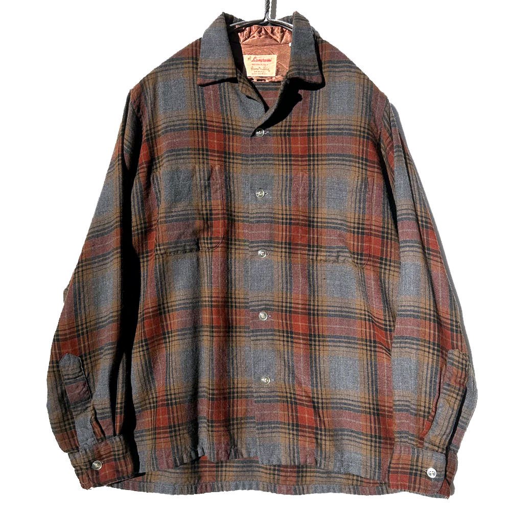 【Lanerossi - Woven In Italy】ヴィンテージ オープンカラー ウールシャツ【1960's-】Vintage Wool Shirt