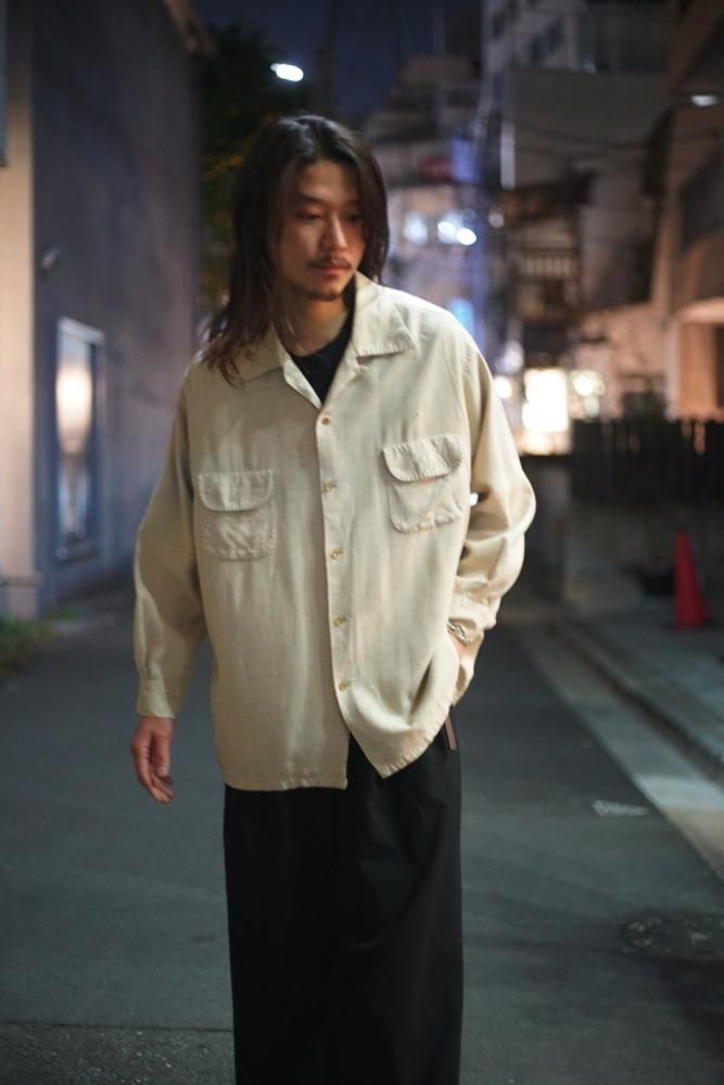 1950's - 1960's Vintage Open Collar Rayon Shirt / 50年代〜60