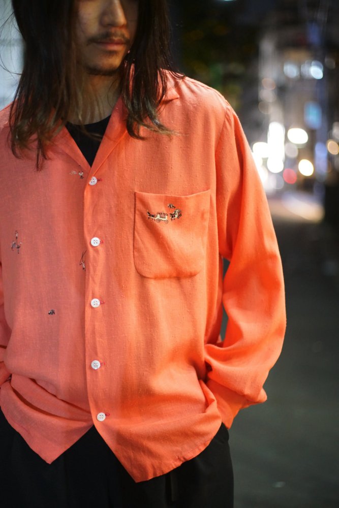 【RHODES】ヴィンテージ レーヨン オープンカラーシャツ【1950's-】Vintage Rayon Shirt