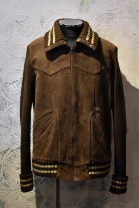  Ρus 1970s~ knit  suede jacket