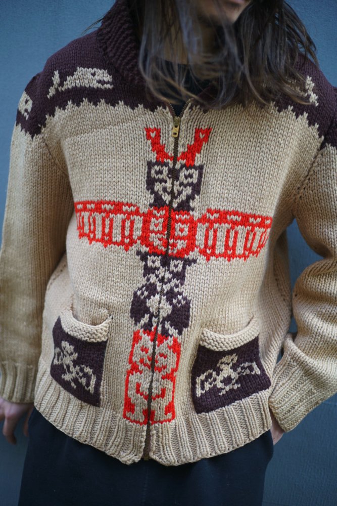 ヴィンテージ カウチンセーター トーテムポール サンダーバード【1950's-】Vintage Cowichan Sweater