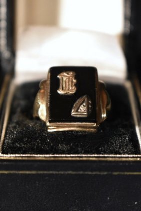 古着 通販　us 1940s~ 10K × onyx initial ring