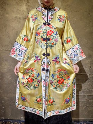 古着 通販　Chinese Embroidery Long Gown Champion Gold