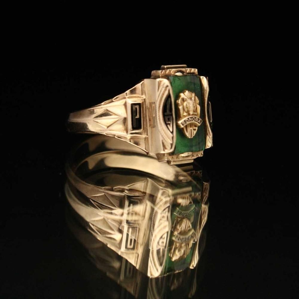 ヴィンテージ カレッジリング【JOSTEN 10kt Gold × Green ST