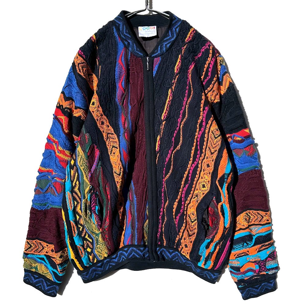 クージー【COOGI】ヴィンテージ コットン 3D ジップアップ ニットジャケット【1990's-】Vintage 3-D Knitting  Jacket