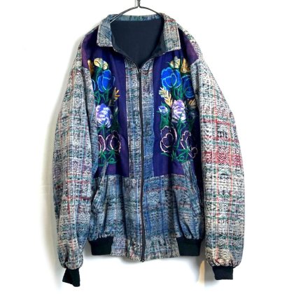 古着 通販　ヴィンテージ フラワーパターン エスニックジャケット【1980's-】Vintage Indigo Dyed Flower Embroidered Jacket