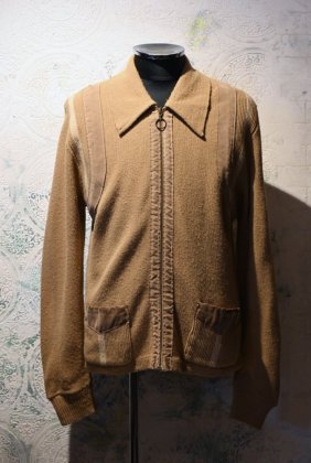 古着 通販　us 1970s~ knit × suede zip up jacket