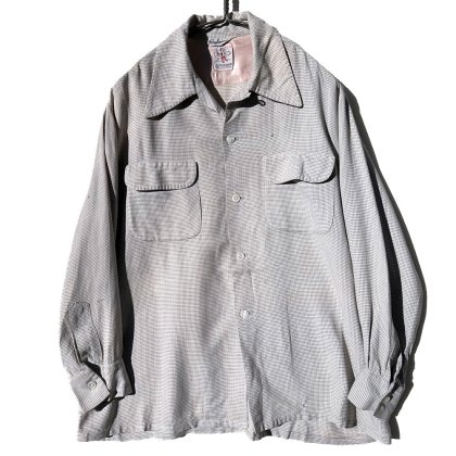 古着 通販　【Artvogue of California】ヴィンテージ ハウンドトゥースチェック レーヨン オープンカラーシャツ【1950's-】Vintage Rayon Shirt